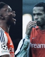 单赛季欧冠进球超过5粒，阿森纳队史仅亨利、萨卡做到