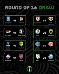 欧协联1/8决赛对阵：水晶宫vsAEK拉纳卡 斯特拉斯堡vs里耶卡